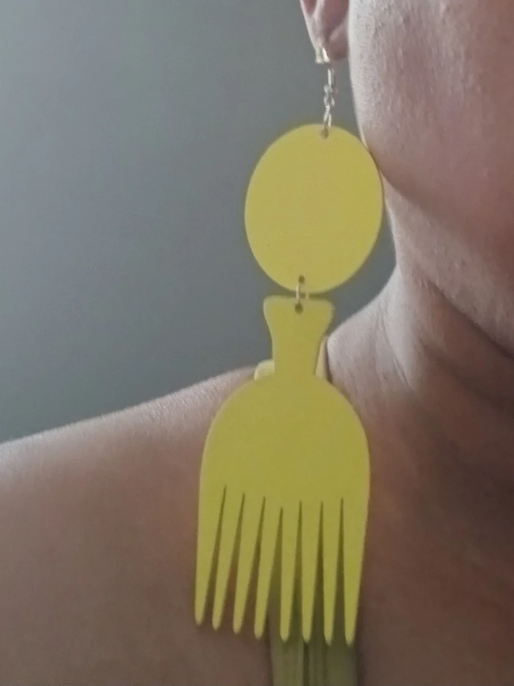 Yellow Statement Afro Pick Dangle Earrings - Women Jewelry